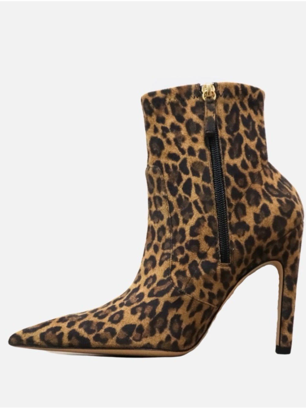 Good American Leopard Print Pointed Toe Ankle Boots - Brown/Black
